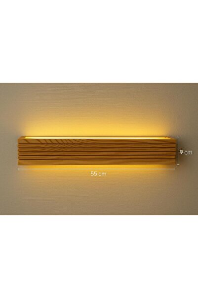 Aysem Wood Yansıtma Tasarımlı Çift Yönlü Ahşap Salon Hol Cafe Otel Duvar Aplik Avize