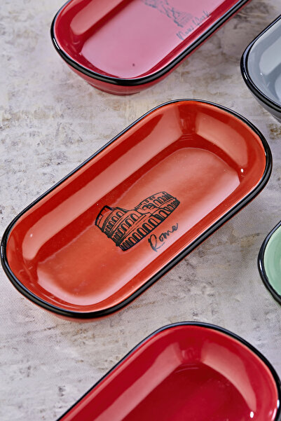 EMBazaar 6-Piece Kayak Colorful City Pattern Ceramic Breakfast/ Snack/ Cheese Plate/Sauce Bowl/Olive Bowl