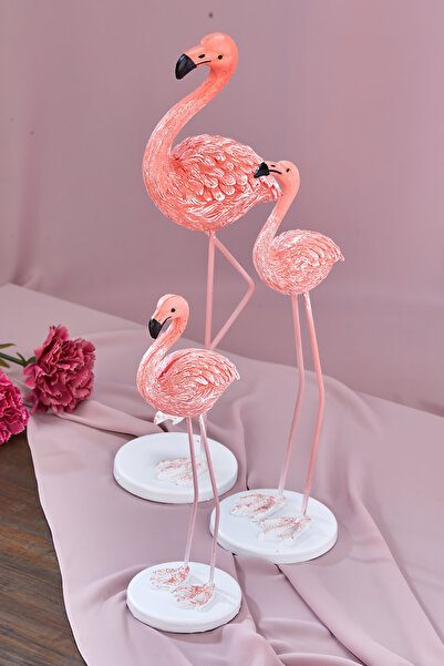 EMBazaar 3'lü Flamingo biblo,polyester biblo,hediyelik biblo