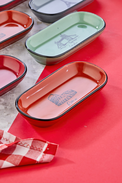 EMBazaar 6-Piece Kayak Colorful City Pattern Ceramic Breakfast/ Snack/ Cheese Plate/Sauce Bowl/Olive Bowl