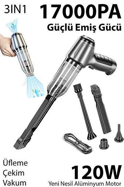 Ally ST-6645 Pro 17000Pa Portatif Ev ve Araç Şarjlı El Süpürgesi FÜME