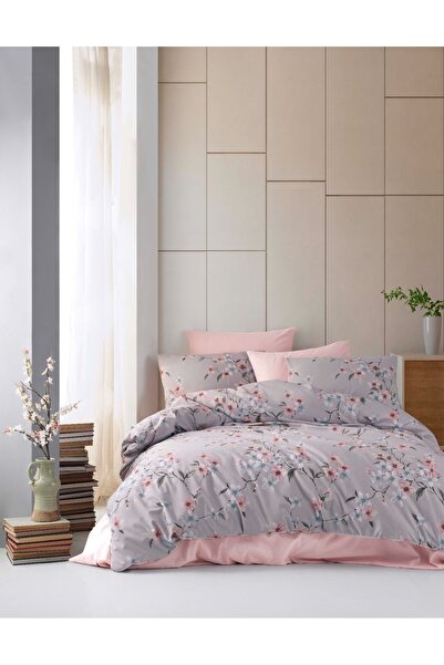 Majoli طقم غطاء لحاف مبطن مزدوج من رانفورس للفصول الأربعة - رمادي يشم