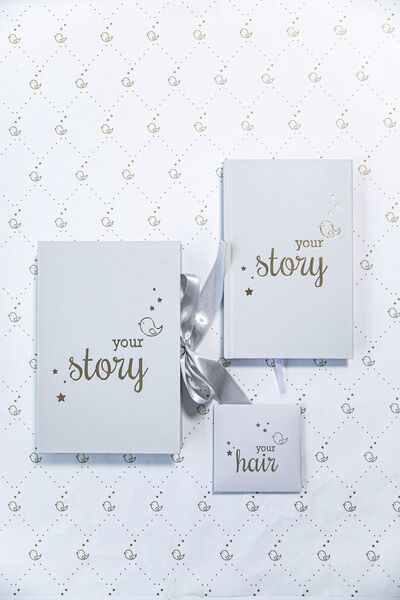 BeyazBirKutu Your Story Baby Journal Boxed Set - Mother and Baby Diary/Animal Book-Stone Color