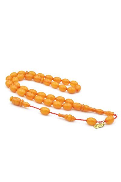 Murty99 Hakkı Master Signed - Beige Squeezed Amber Prayer Beads, Beige Cut, A...