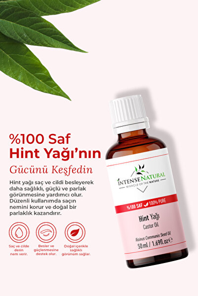 İntense Natural Hint Yağı Soğuk Sıkım 50 ml %100 Saf Ve Doğal Castor Oil