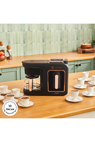 Karaca 6 in 1 Latte Cappuccino and Ember Turkish Coffee Machine - 10 Cup Capacity