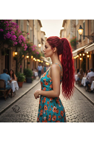 arzuperuk peruk ve saç atölyesi Lastik Tokalı At Kuyruğu Kabarık Afro Dalgalı...