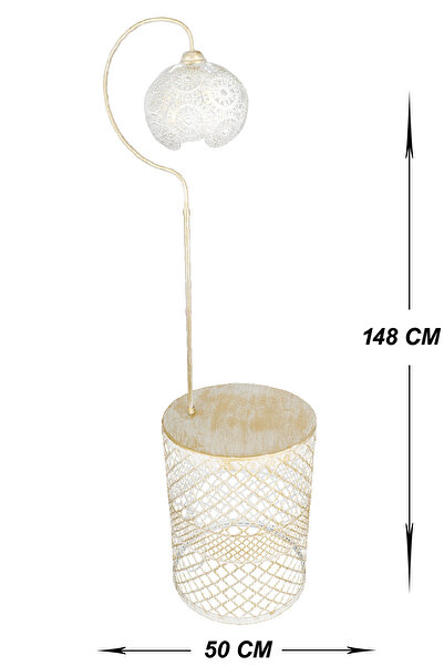 VENON Aydınlatma Lambader Sehpalı Tuğçe (SİNEM KAFA) Krem Sarı Patine