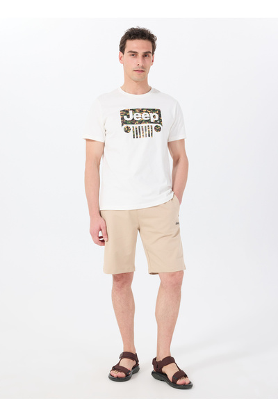 Jeep Bej Erkek Basic Düz Sweat Şort J5SM-SHT7252