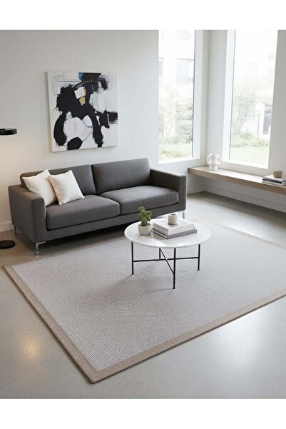 Markaev Bej Renk Modern Hasır Jüt Halı 3936A Vizon Krem