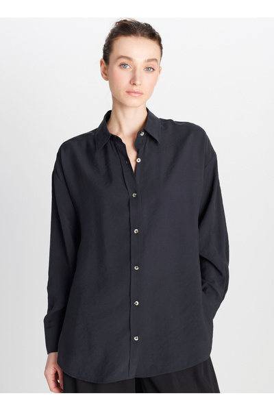 WRANGLER Loose Fit Gömlek Yaka Siyah Kadın Gömlek W2510769001-Relaxed Fit Gömlek