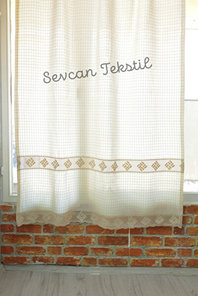 SEVCAN TEKSTİL Buldan İşi Ara Ve Ucu Dantelli %100 Pamuklu Monika Perde Otant...