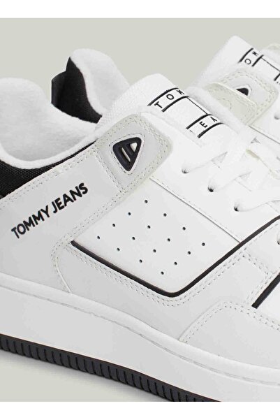 Tommy Hilfiger Beyaz-Siyah Erkek deri Sneaker TJM BASKET RETRO CUPSOLE WL