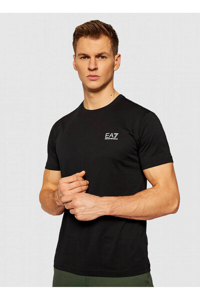 EA7 Bisiklet Yaka Siyah Erkek T-Shirt 8NPT51PJM9Z