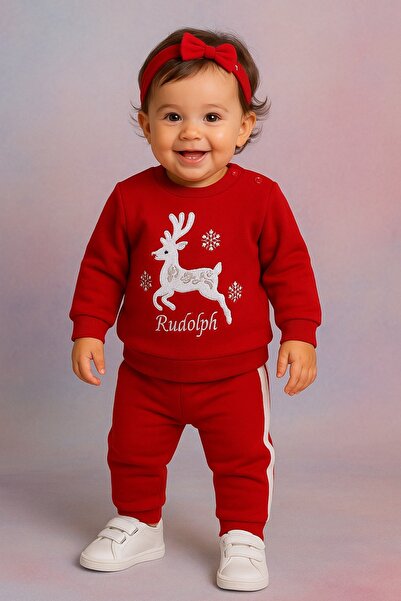 MyPrettyBaby رودولف دير مطرز 3 خيوط طفلة أسفل مجموعة علوية