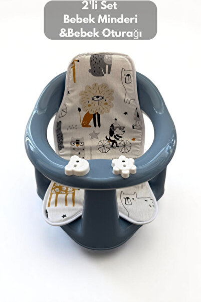 PONÇİK STORE 2'li Bebek Banyo Oturağı Ve Minder Seti - Vakum Taban Mama Otura...