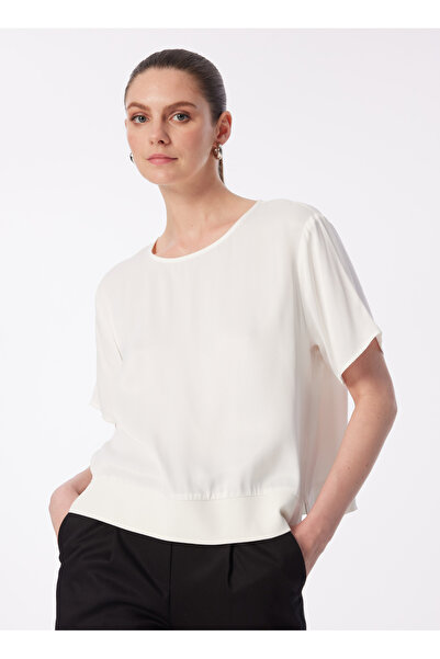 Sisley Γυναικεία μπλούζα με φαρδύ λαιμόκοψη Λευκή 52BZLQ075