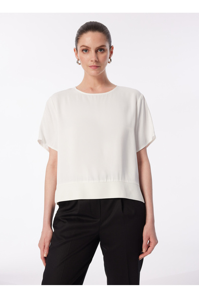 Sisley Wide Collar White Women's Blouse 52Bzlq075