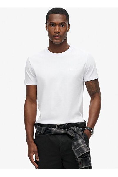 SUPERDRY Bisiklet Yaka Düz Beyaz Erkek T-Shirt M1011245M44C_ESSENTIAL LOGO EMB TEE