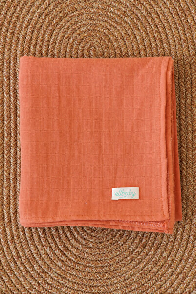 elibaby %100 Organik Pamuk Çift Katlı Müslin Örtü Tarçın (75X85 CM)