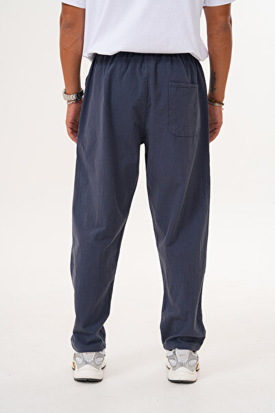 BigBrossBoutique Ανδρικό παντελόνι από βαμβακερό λινό καπνιστό, άνετο και ελαστικό