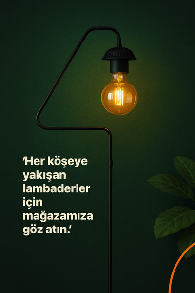 VENON Lambader Köşe Lambası Üçgen SİYAH Retro Salon Dekoratif E-27 Ampule Uyumlu Dekorasyon