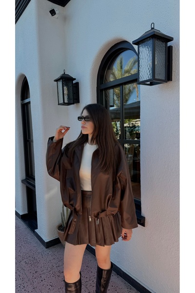 MODA Oversize Bomber Kadın Deri Ceket
