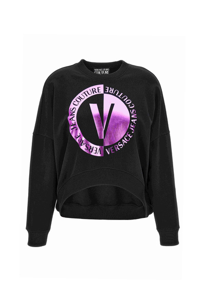 VERSACE JEANS COUTURE Bisiklet Yaka Baskılı Siyah Kadın Sweatshırt 75HAIF05