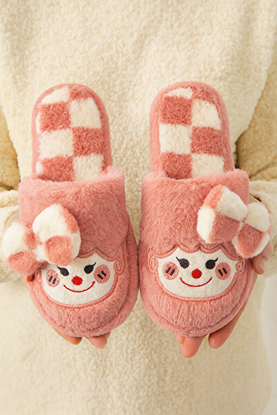 STOCON Bow Tie Plush Winter Women's Slippers Dowry Slippers Bundle Slippers Stc1172