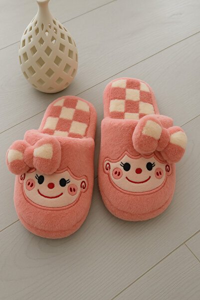 STOCON Bow Tie Plush Winter Women's Slippers Dowry Slippers Bundle Slippers Stc1172
