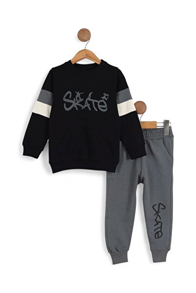 Ege Bebek Boys' Seasonal Skate Printed Sweatshirt, 7-10 Years Old Tracksuit Set