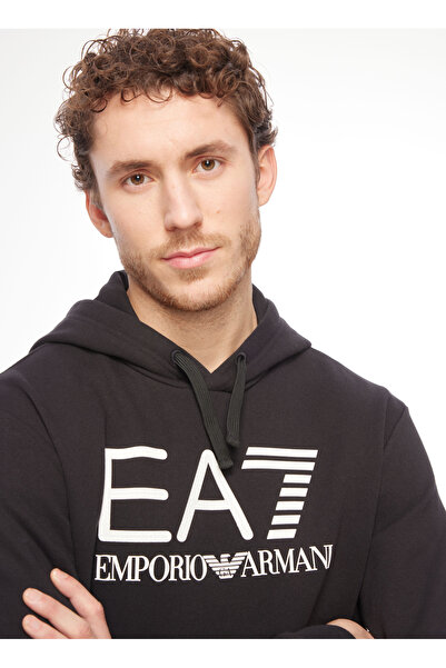 EA7 Kapüşon Yaka Siyah Erkek Sweatshırt 6RPM17PJSLZ1200