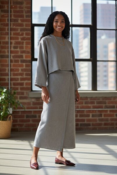 ENDAMIM Linen Skirt Set