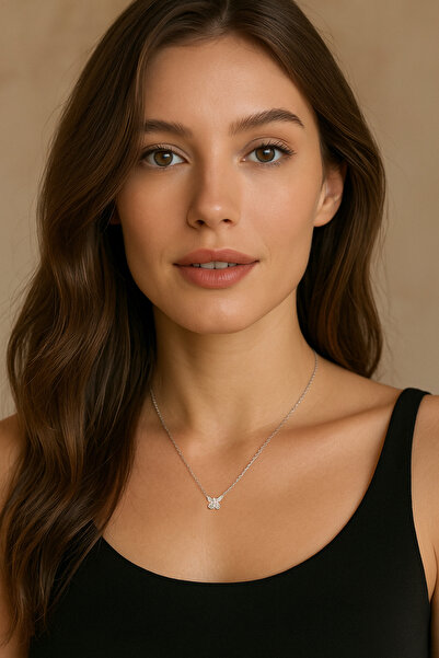 Brezza Lusso Jewelry 925 Ayar Zarif Model Minimal Kelebek Gümüş Kadın Kolye