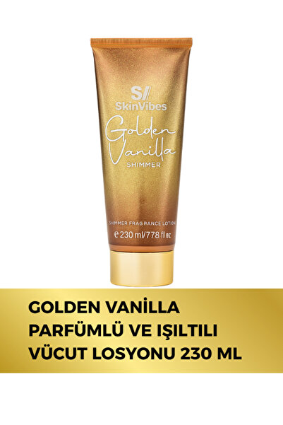 Skinvibes Golden Vanilla Parfümlü ve Işıltılı Vücut Losyonu 230 ml
