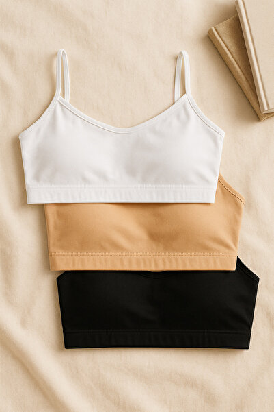 nesterinzar Women's 3-Pack Padded Sports Bra with String Straps Half Tank Top