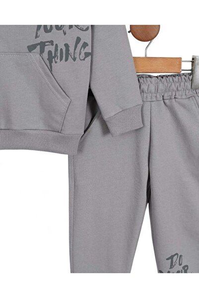 Ege Bebek Boys' Seasonal Hooded Printed Sweatshirt and Tracksuit Bottoms 2-10 Years Old Tracksuit Set