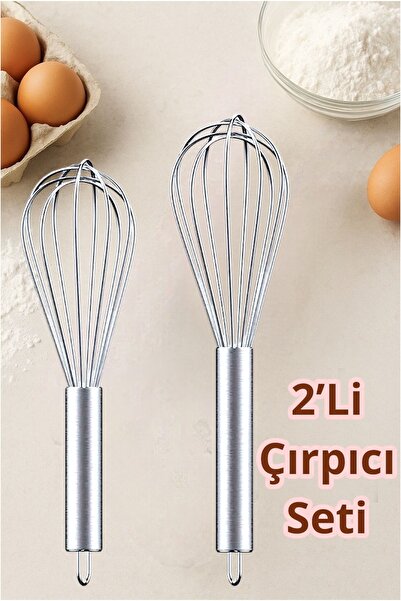 Kitchen Beauty Paslanmaz Çelik 2'li Çırpıcı Seti Pratik Yumurta Sos Karıştırıcı Çırpma Teli