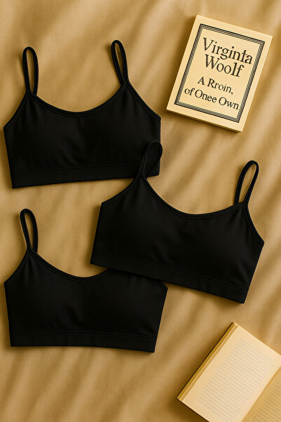 nesterinzar Kadın 3'lü İp Askılı Pedli Sporcu Sütyeni Yarım Atlet