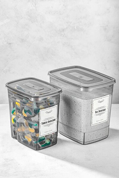 Stile Cucina Labeled 2-Pack Strip Mega Size Powder and Tablet Detergent Storage Box 1X(3.5 Liter + 5.5 Liter)