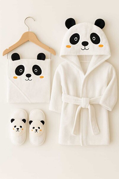 Baharda Nova طقم مناشف ونعال للأطفال مصنوع من القطن بنسبة 100%، مكون من 3 قطع