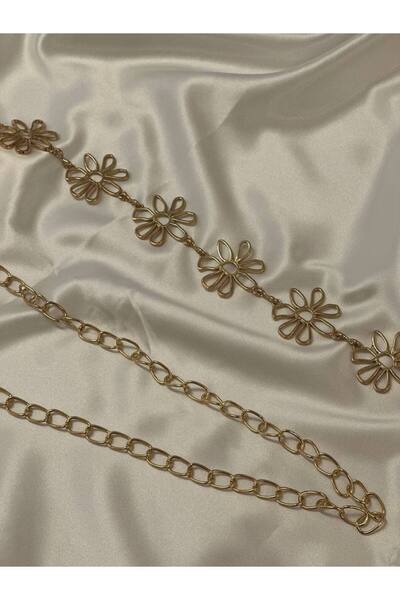 Fiori Papatya Gold Detaylı Kadın Bel Zinciri Bel Kemeri,Elbise Kemeri,Etek Kemeri,Pantolon Kemeri