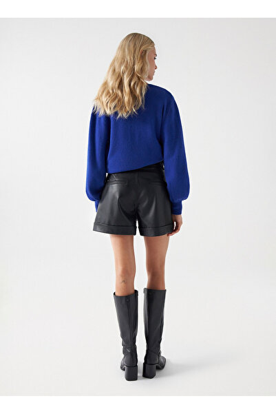 Salsa Siyah Kadın Yüksek Bel DERI GÖRÜNÜMLÜ Şort LEATHER EFFECT SHORTS 21006899