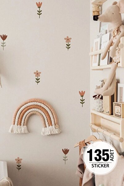 TUGİBU Dekoratif Çiçek Sticker, Renkli Çiçekler Sticker Seti, Çocuk Odası Duv...