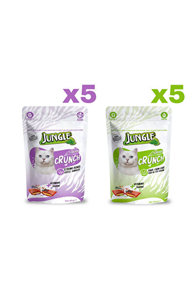 Jungle Crunch Kedi Ödül Maması Güçlü Kemikler 5 Adet ve Deri Ve Tüy Bakımı 5 ...