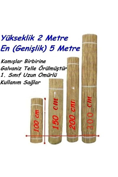 BİŞKİN 2x5 Metre Galvaniz Bakır Telli Hasır Kamış Bahçe Çiti Yükseklik 2 En 5...