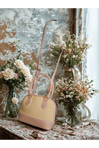 BuHay Luxe kol çanta, el çantası, askılı çanta, hasır görünümlü çanta