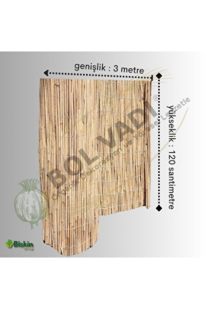 BİŞKİN 120cm X 3m Afyonkarahisardan Misina Ipli Doğal Bambu Kamış Çit,bahçe Çiti,hasır Çit, Gölgelik