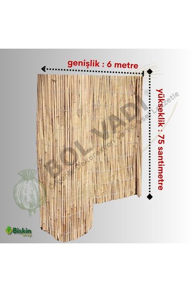 BİŞKİN 75cm X 600cm Afyonkarahisardan Misina Ipli Doğal Bambu Kamış Çit,bahçe...