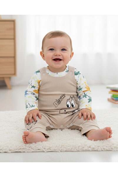 voyyo kids baby Baby Boy Dinosaur Printed Twill Cute Gardener Salopet Jumpsui...